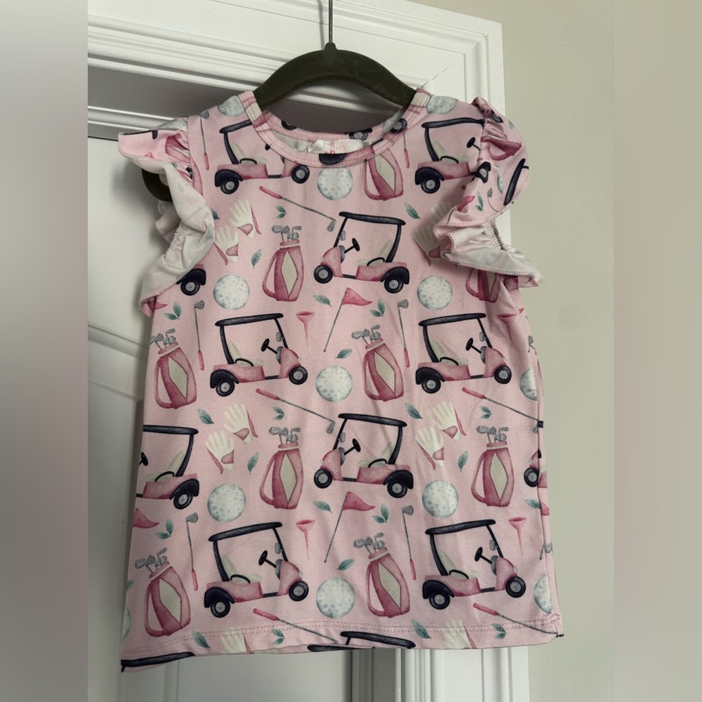Mila & Rose 3T girls short sleeve ruffle tee golf theme great condition